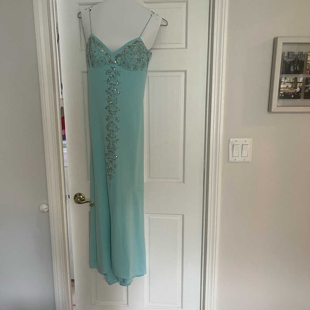 Elegant Blue Embellished Dress